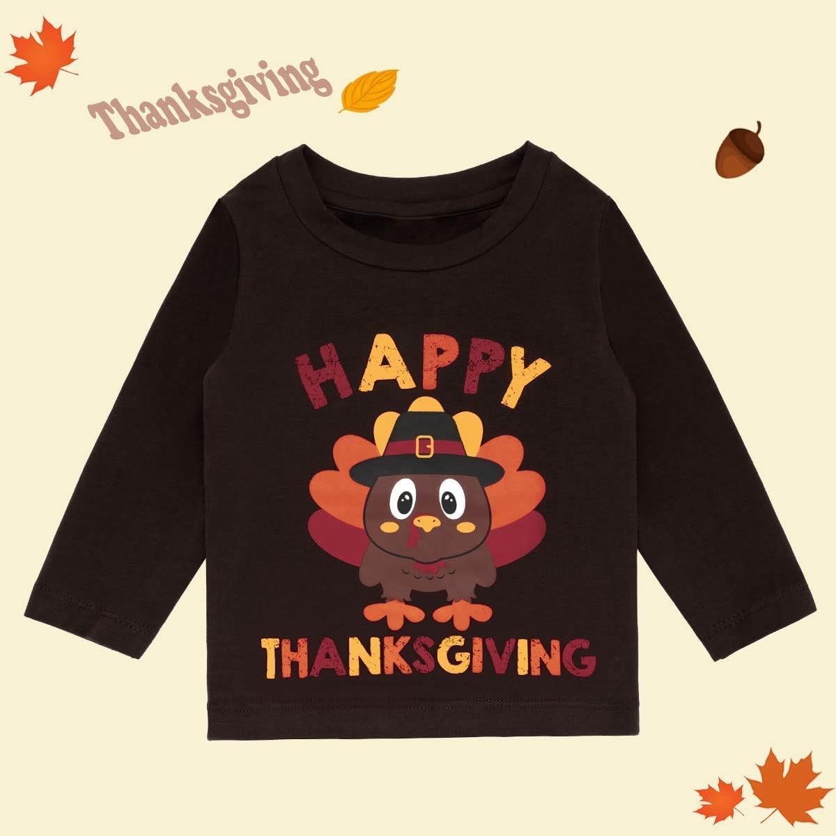 Kewlent Thanksgiving Baby Boys Girls Turkey Print Outfit Toddler long sleeve Pant Set - Image 4