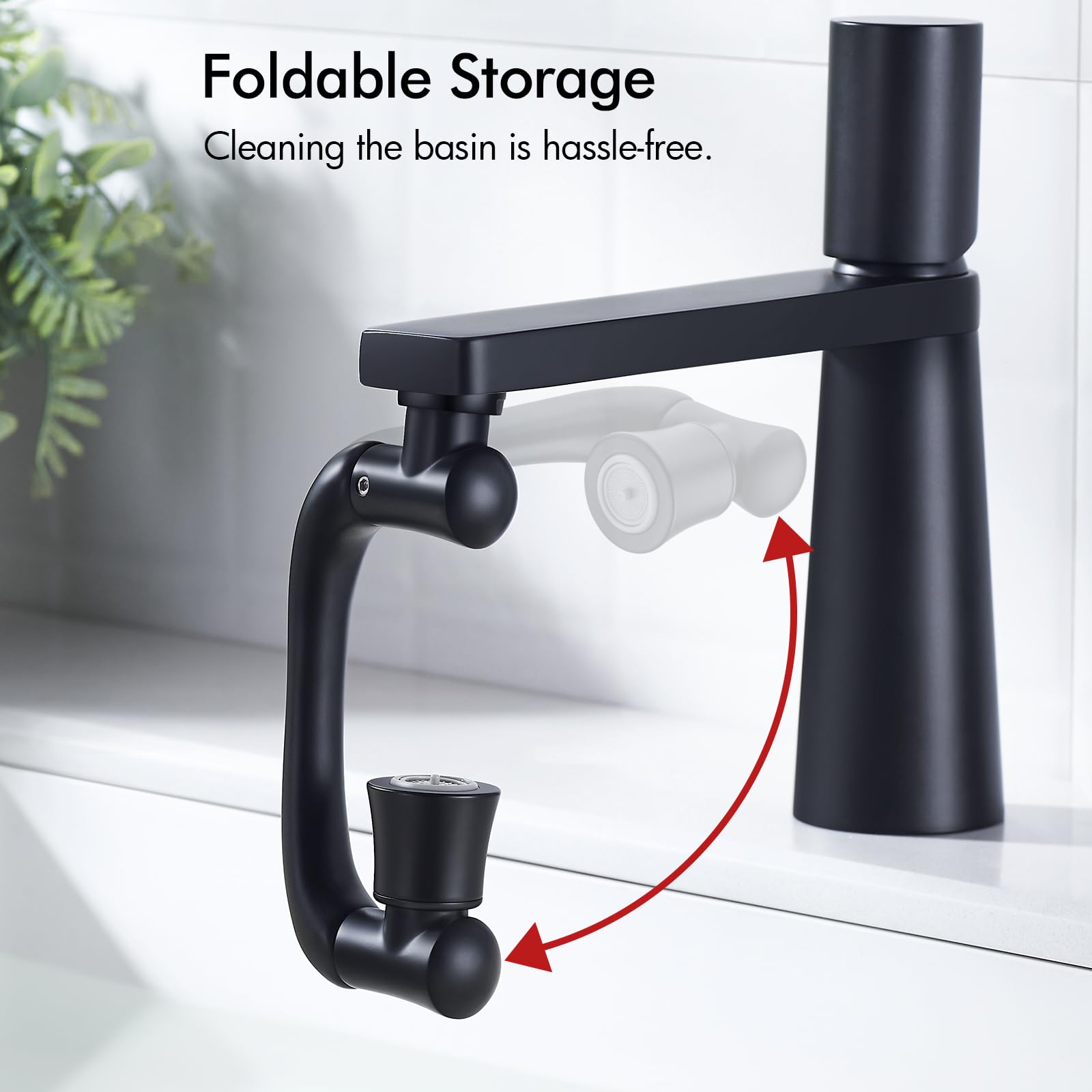 BAGNOLUX Extensor de grifo giratorio de 1080° para fregadero de baño o fregadero de cocina (negro mate1)