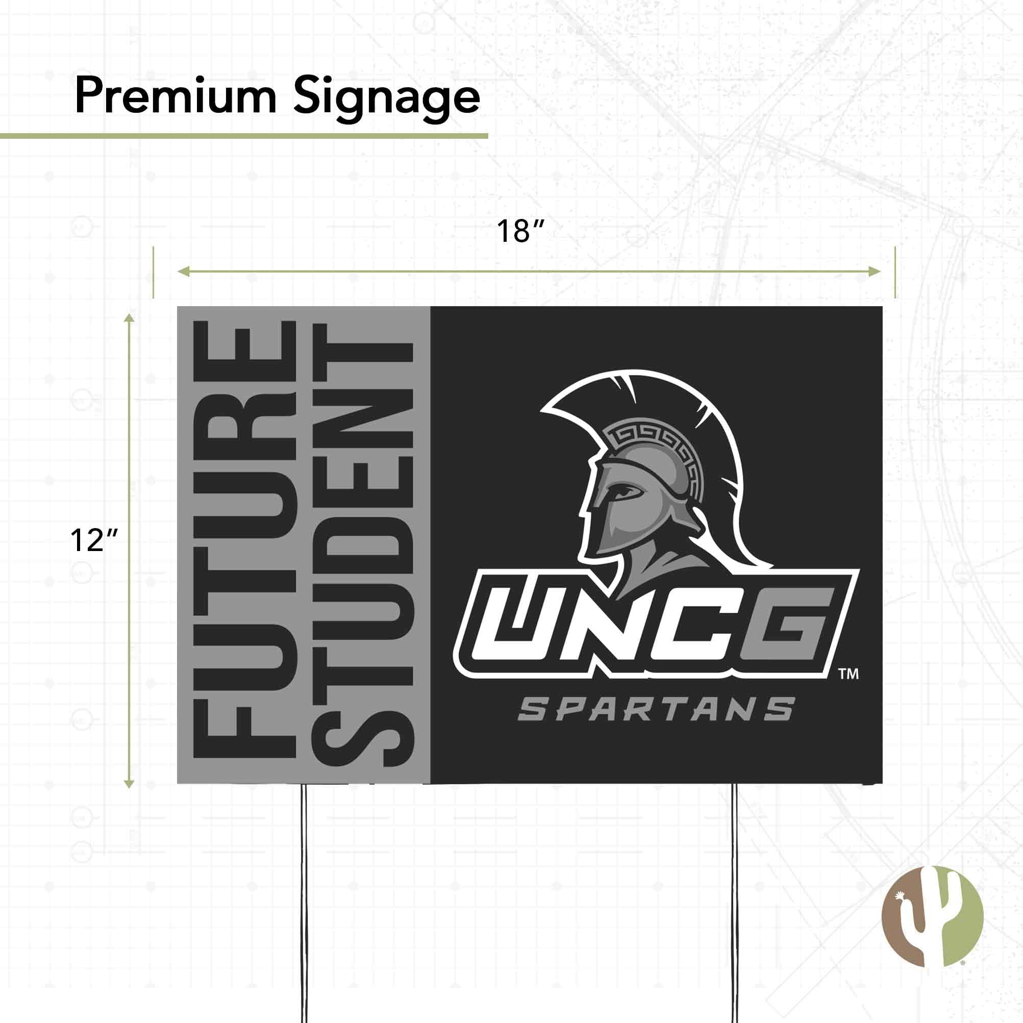 Desert Cactus University of North Carolina Greensboro Graduating Graduation Graduate Sign House 12 Inches x 18 Inches With Stakes (Grad Sign 4)