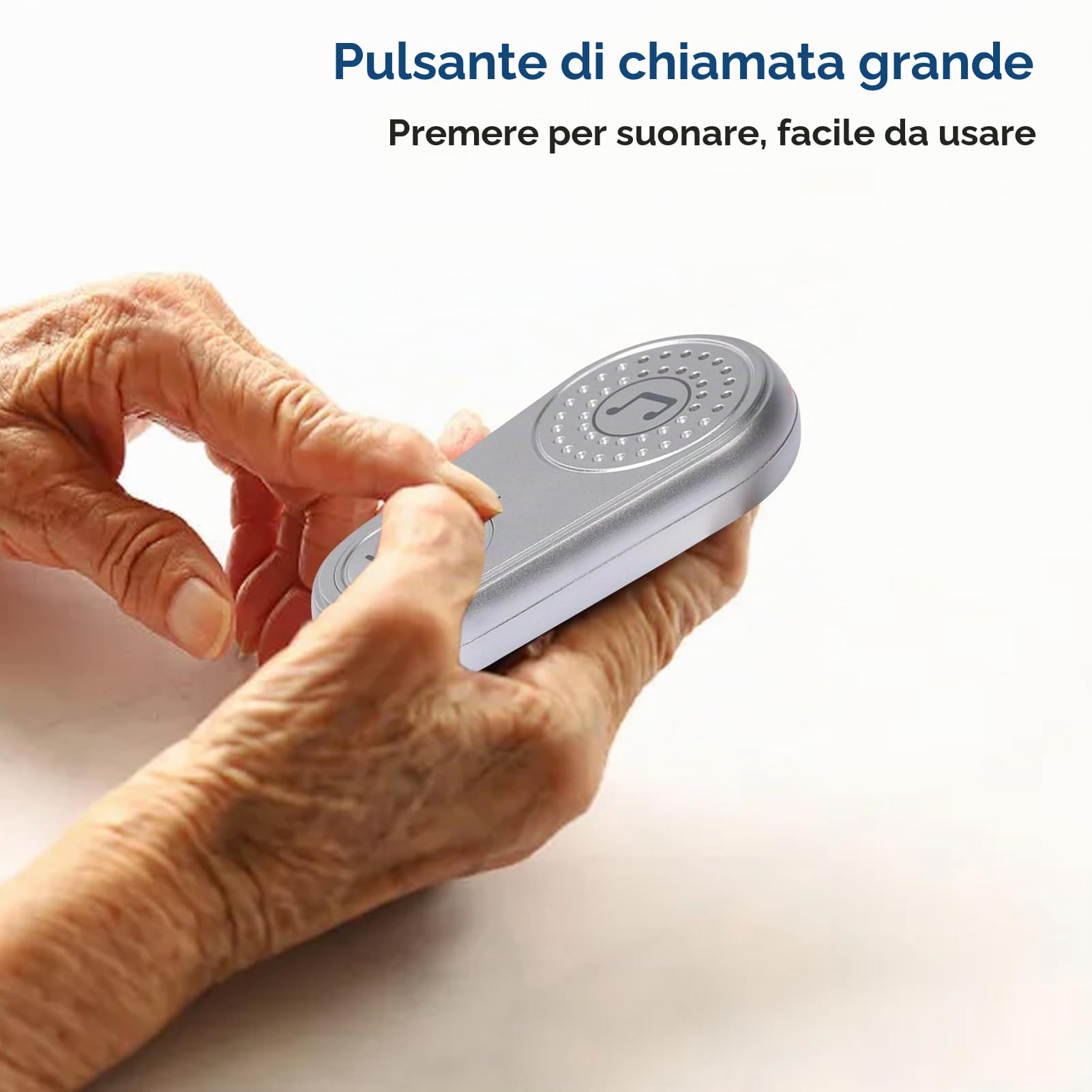 2 Pezzi Pulsante di Emergenza per Anziani 80M, Campanello per Anziani 5 Livelli di Volume 38 Suonerie, Wireless Pulsante di Chiamata Cercapersone Caregiver, Salvavita Anziani per Casa, Ospedale