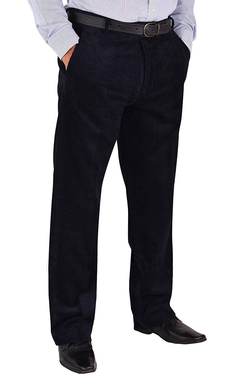 Mens Corduroy Trousers Smart Cord Trousers Waist 32 to 54, Inside Leg 29 Inches (Leg-29 Waist-54, Navy)