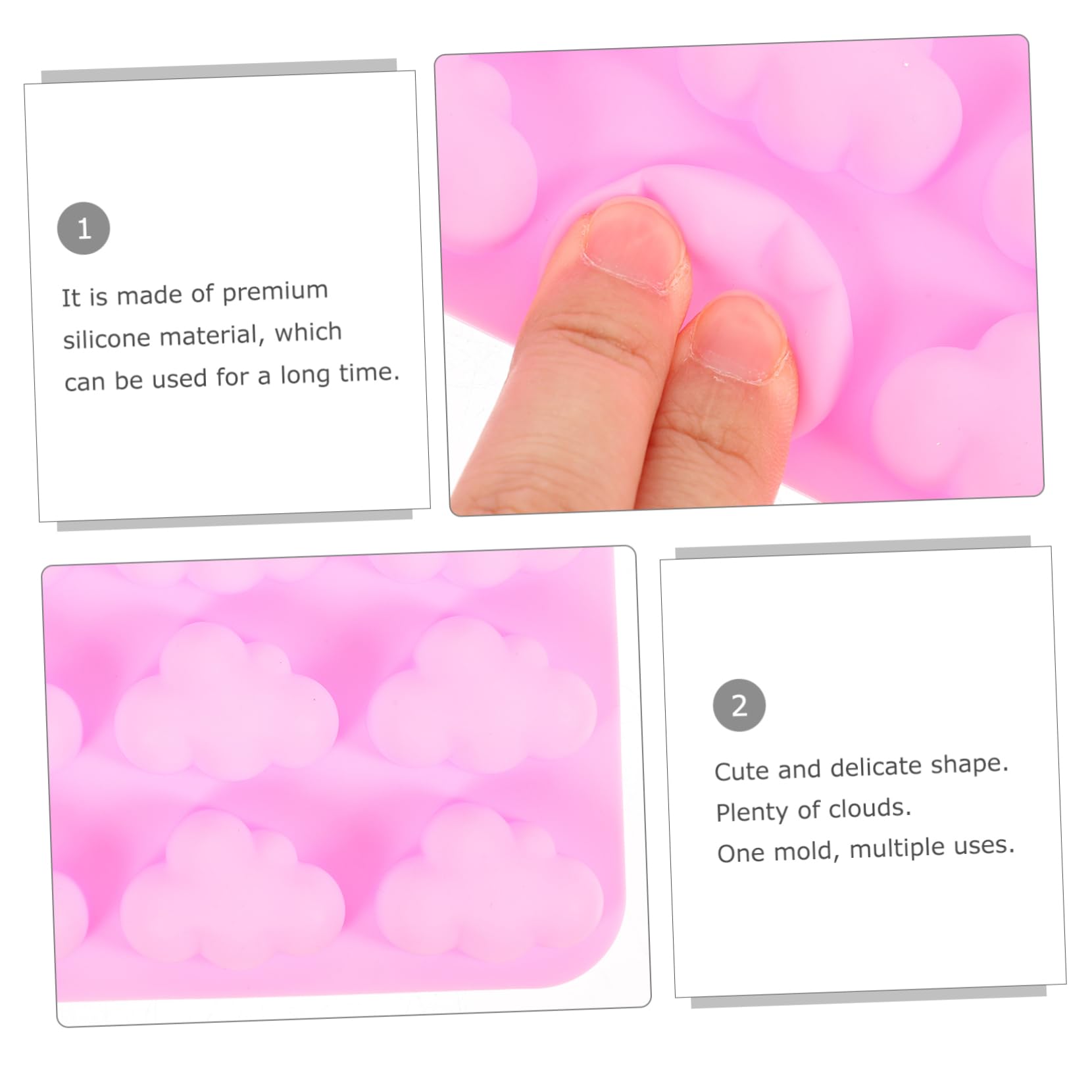Fewo Lot De 2 Moules En Silicone 3D En Forme De Nuage Pour Fondant, Chocolat, Bonbons, Gâteau, Bougie, Savon, Lotion, Cire, Crayon, Plâtre, Argile Polymère