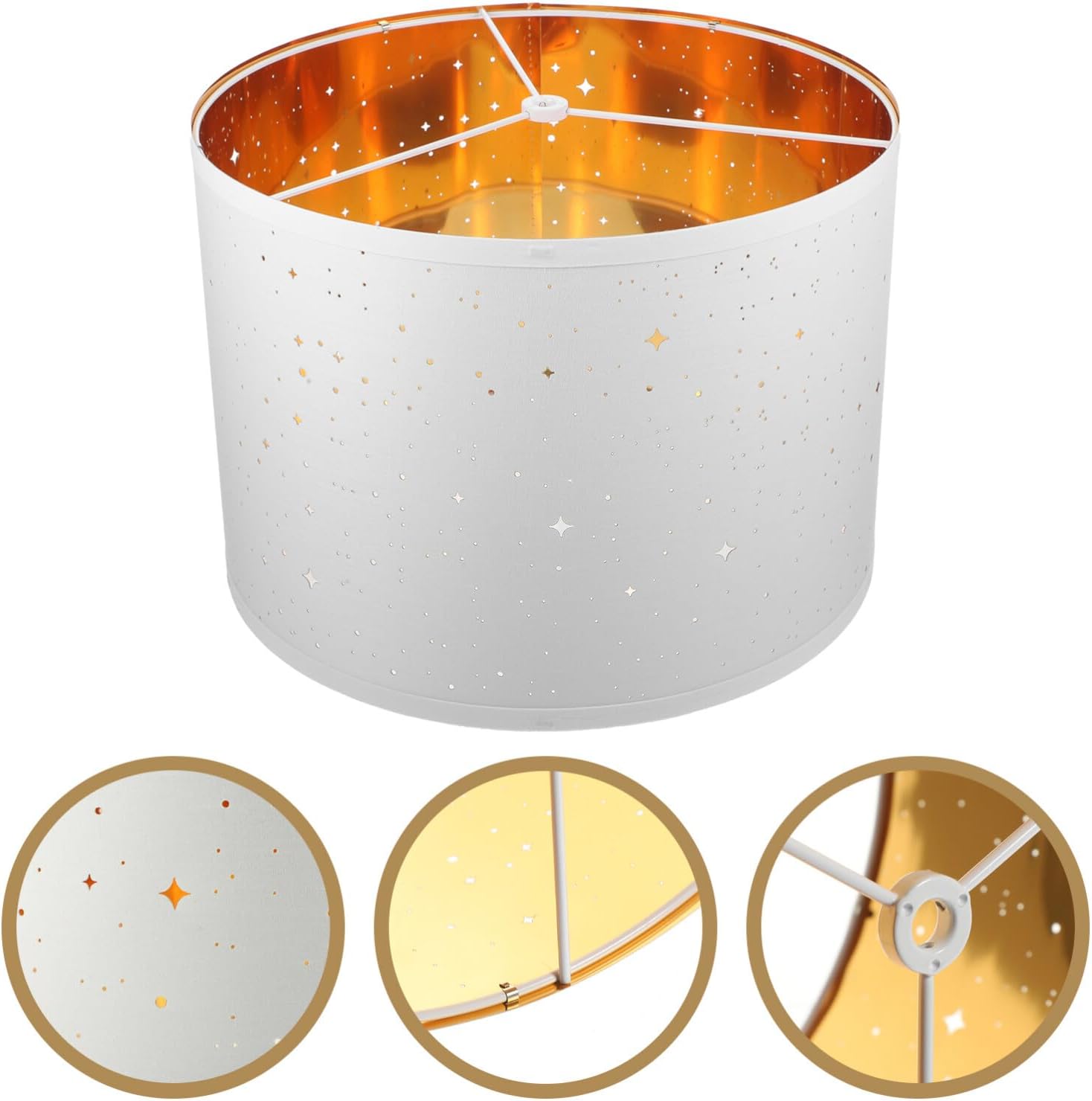 PRETYZOOM 9.36 Inch Drum Lampshade Fabric Lamp Shade Replacement for Table Lamp Bedroom Living Room Decorative Light Cover with Spider Fitter