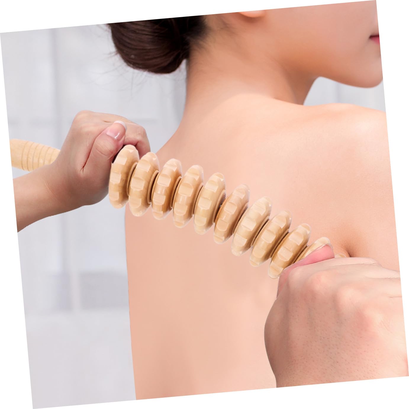 Barra de Masaje de Madera para Cuerpo, Portátil, Color Caqui | Herramienta Práctica, Diseño Especial, Ligera y Fácil de Guardar, Uso Doméstico, Apoyo para Hombros