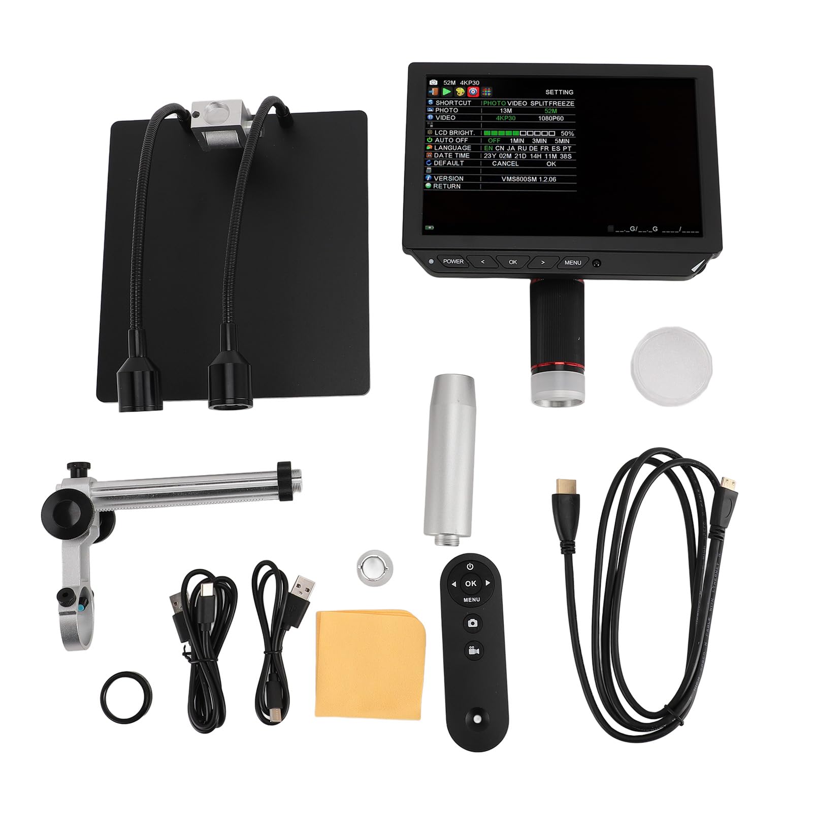 LCD-Digitalmikroskop Professionelles Tragbares 8-Zoll-Digitalmikroskop HD-Objektiv für die Inspektion von Elektronik-Leiterplatten und die Betrachtung von Textilien