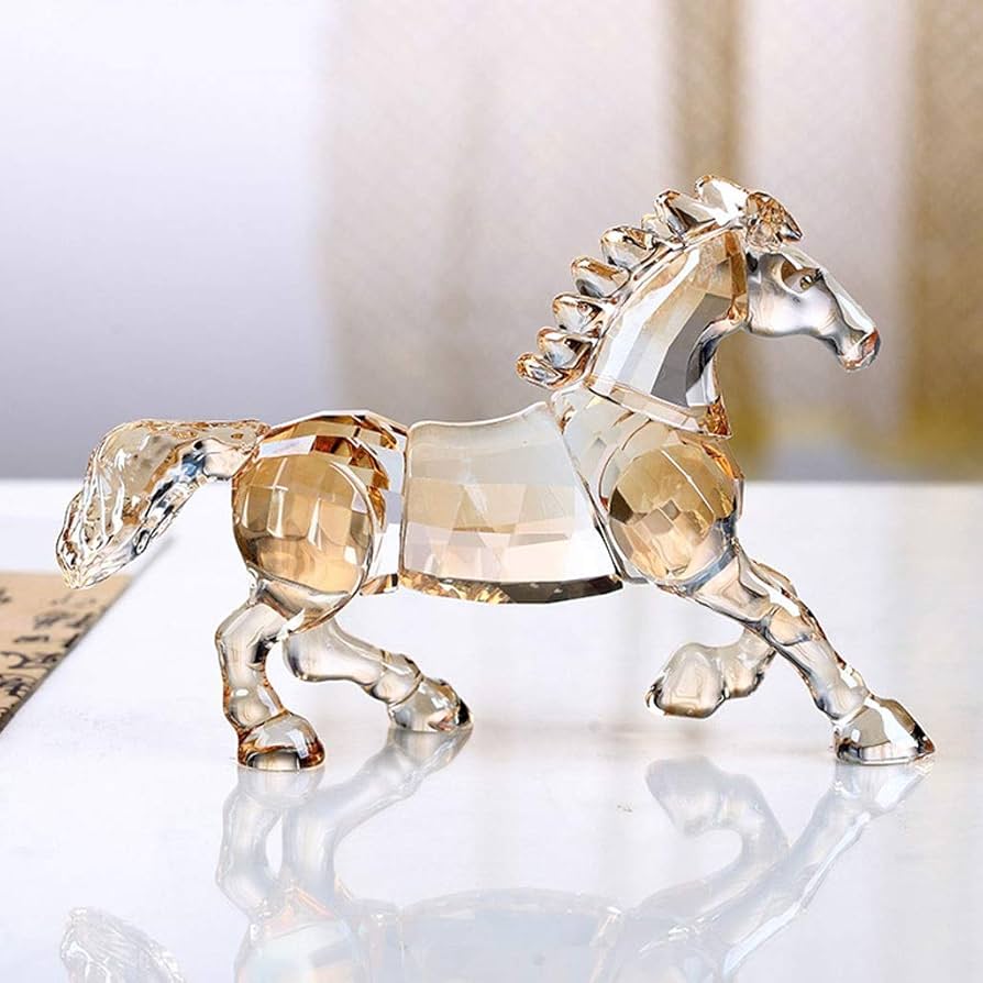 Amazon.co.jp: 1つのクリスタルガラスの成功馬の彫刻干支の馬の置物手