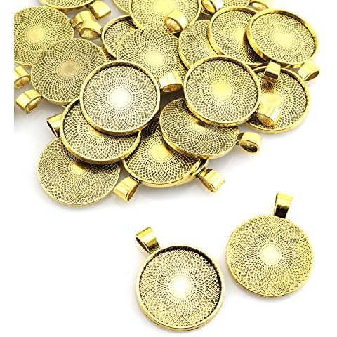 Lind Kitchen 25pcs Round Bezel Pendant Trays Setting Cabochon Blank Base for DIY Crafting Photo Jewelry Findings Making Accessories 25mm Cover