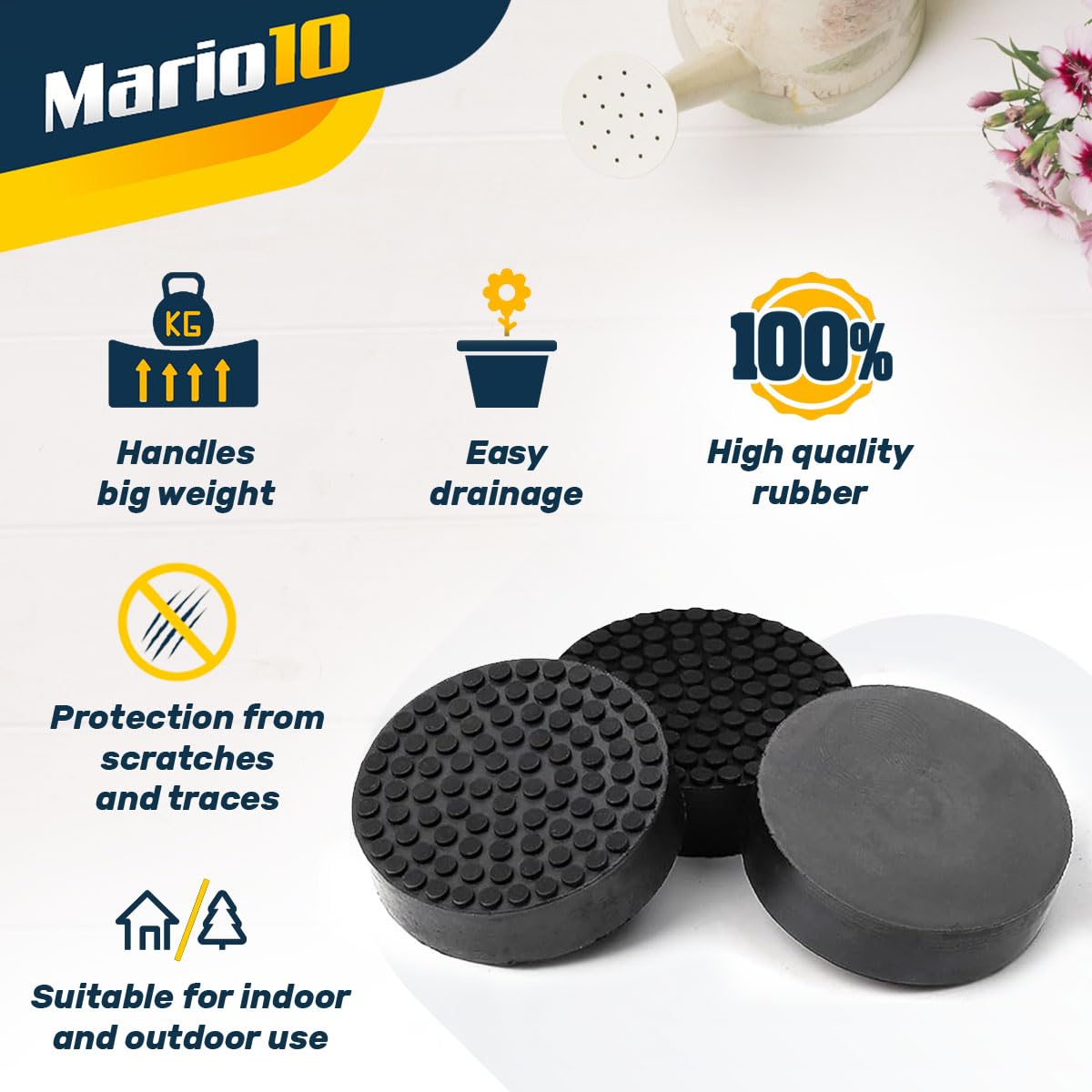 24 piedini invisibili per vasi da fiori con superficie antiscivolo – 24 piedini per vasi per piante da interno ed esterno – in gomma solida per tutti i tipi di pavimento, grigio