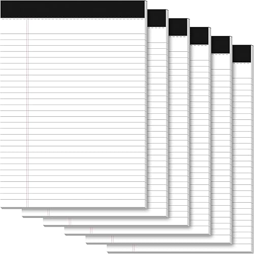 PINJINGPRO Bloc de notas legales de 8.5 x 11.75 pulgadas de ancho, 30 hojas de impresión perforada de doble cara, 6 unidades, con parte trasera
