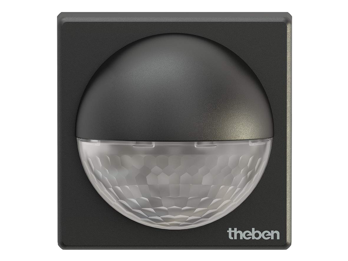 Theben 1010201 theLuxa R180 BK – Passive Infrared Motion Detector – Black – 180° Angular Coverage – for Outdoor Use