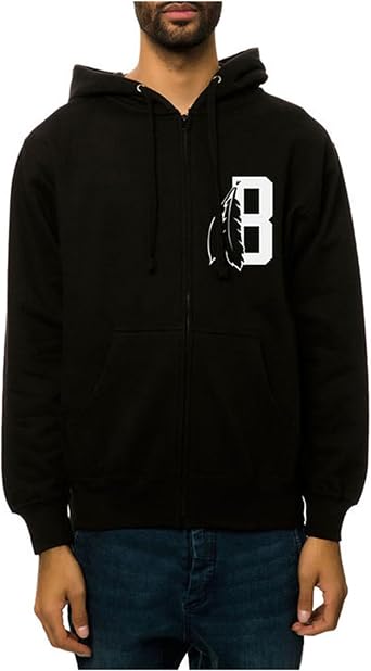 Black Scale Mens The Feather B Logo Hoodie Sweatshirt, Black, X-Large