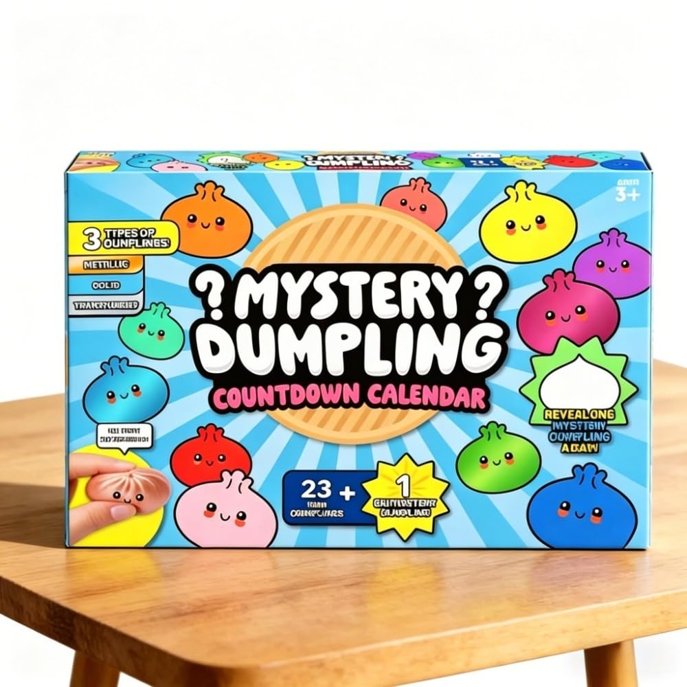Dumpling Squishy Advent Calendar – 24-Day Mystery Countdown, 23 Mini + 1 Large Bao Bun Squishies, Soft Sensory Fidget Toy for Stress Relief, Collectible Gift for Adults & Teens