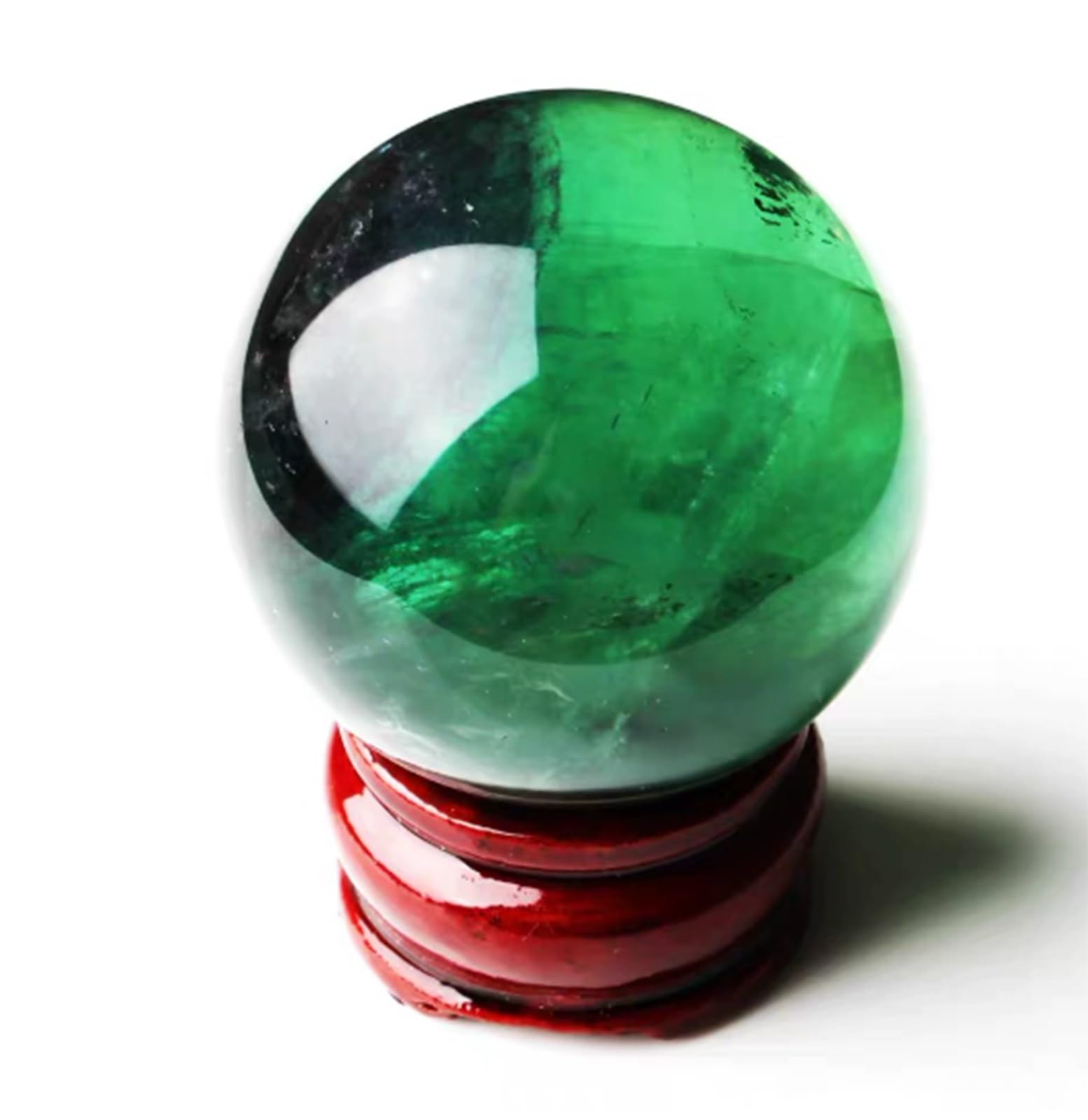 CYVXCPPGI Large Crystal Ball with Stand, Green Fluorite Crystal Sphere, Sphere Sculpture Figurine Ornaments Fengshui Home Decoration,13cm
