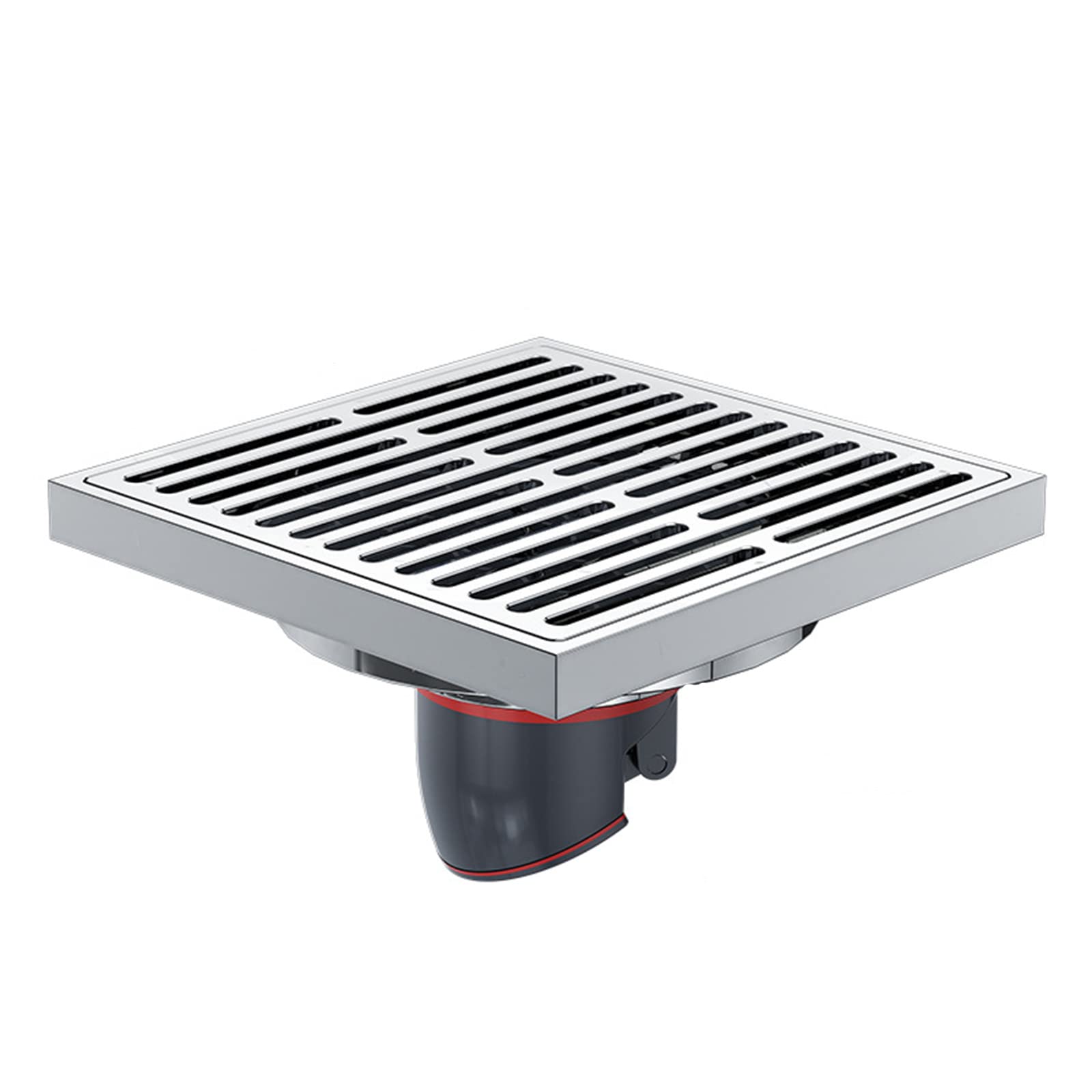 Drain de douche carré en laiton de 10 cm avec filtre amovible gris pour sol de salle de bain