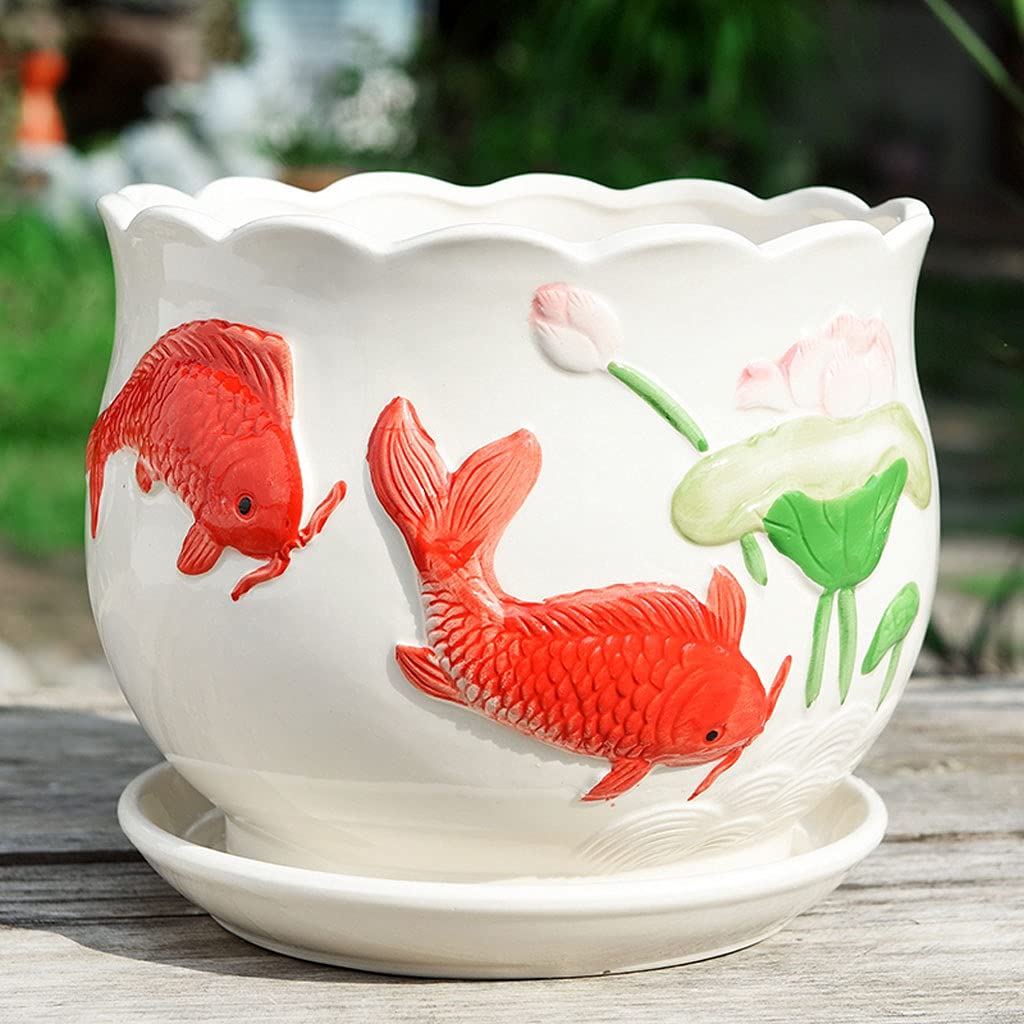 Dekoracyjne doniczki na kwiaty białe ceramiczne doniczki z tackami dom biuro stolik kawowy biurko dekoracja doniczki 8 wybór chińskich doniczek doniczka ogrodowa (kolor: C)