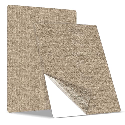 Flicken selbstklebend Stoff, Klebeflicken für Textilien Leinenstoff Reparatur Patches, 2er 20 x 28 cm Textil Flicken selbstklebend für Sofas, Autositze, Bürostuhl, Kopfteile, Vorhang, Beige