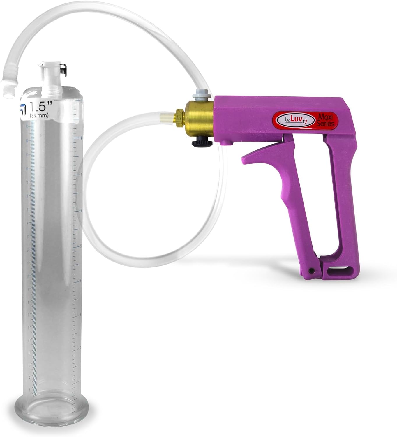 LeLuv Maxi Purple Handle Penis Pump 9" Length x 1.50" Diameter Round-Flange Cylinder