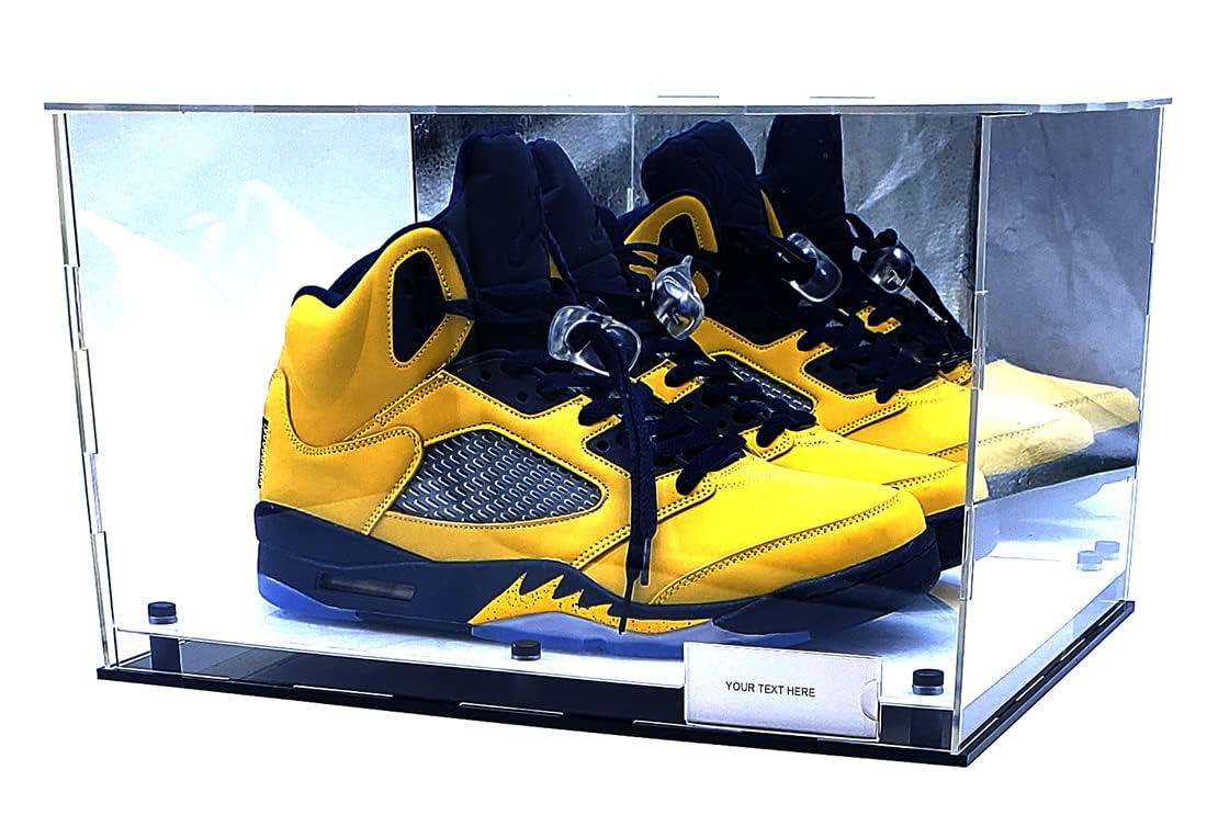 Shower-Vitrine für Schuhe, Turnschuhe, schwarzer Marmor, Spiegel, 2 Ebenen, UV-Schutz, 38,1 x 30,5 x 22,9 cm, Weiß