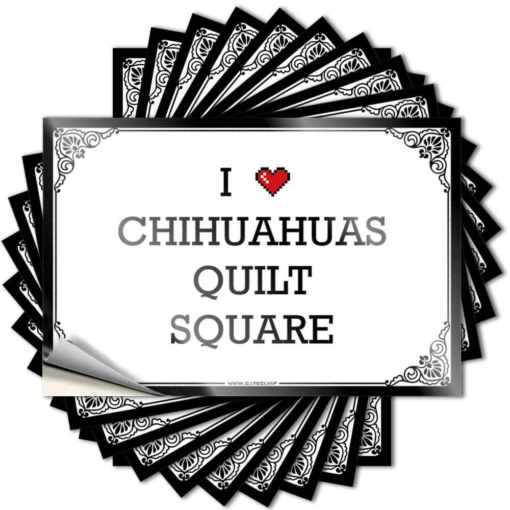 Fzfn Colour Vintage Decor, Decal Free Bottle I Love Chihuahuas Quilt Square | Encouraging Waterproof Vinyl Stickers(8X12cm)