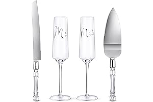 4-Piece Wedding Toasting Flutes and Cake Server Set: The Epitome of Elegance...