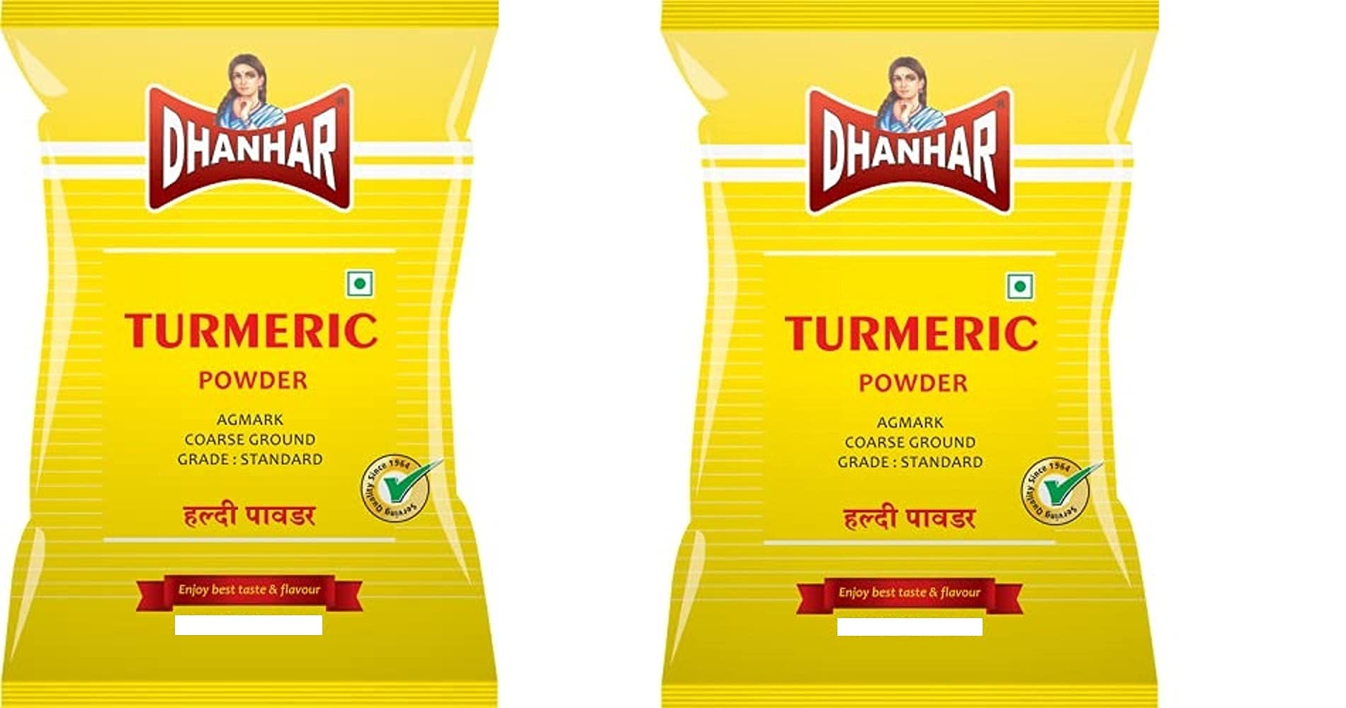 Dhanhar Turmeric (Haldi) Powder | Natural & Fresh | No Artificial Flavour & Preservative, 400 Grams (200G x 2 Pack) | for Healthy and Flavourful Cooking