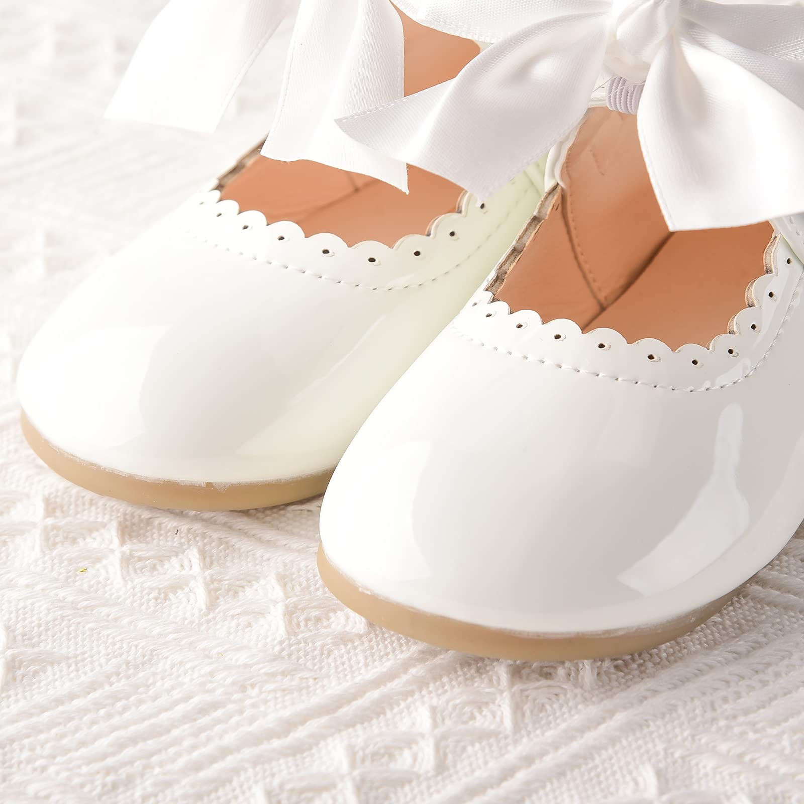 JerrisApparel Chaussures Fille Vernis Nœud Robe Mary Jane Plates