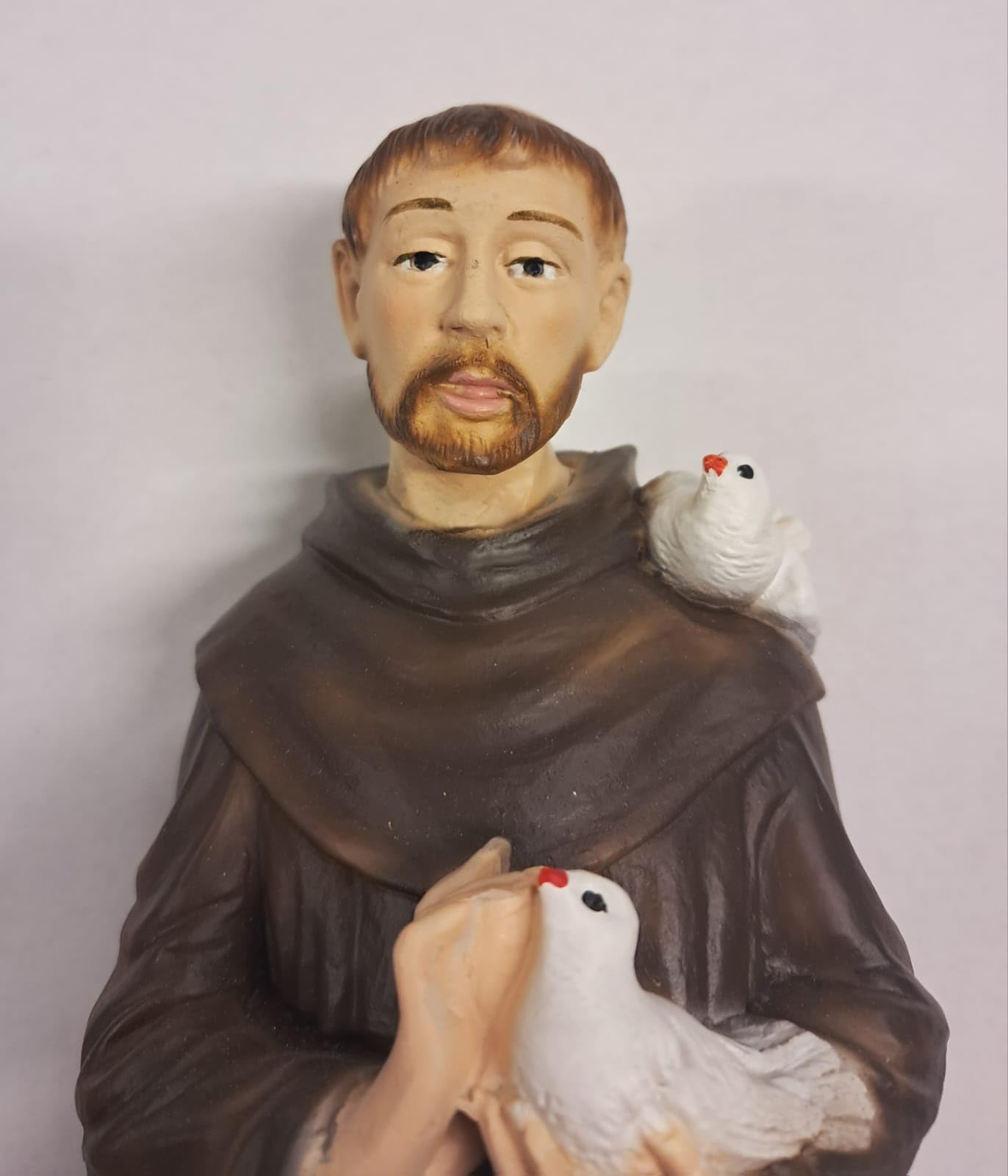 Generico ArteSacraCaravaggio figurka św. Franciszka z Asyżu, marmur, żywica 30 cm (11,81 cala), do użytku wewnątrz i na zewnątrz, ręcznie zdobiona, produkcja włoska