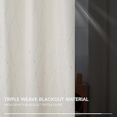 Miniatura 5 de Cortinas opacas Deconovo para no dejar pasar el sol, con ojales, diseño de impresión dorada, para habitación