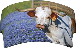Longhorn in Bluebonnets Sun Visor Hats Outdoor Sunscreen Hat Empty Top Baseball Sun Cap Adjustable Beach Hat for Men Women Black, Black, One Size, Black, One Size