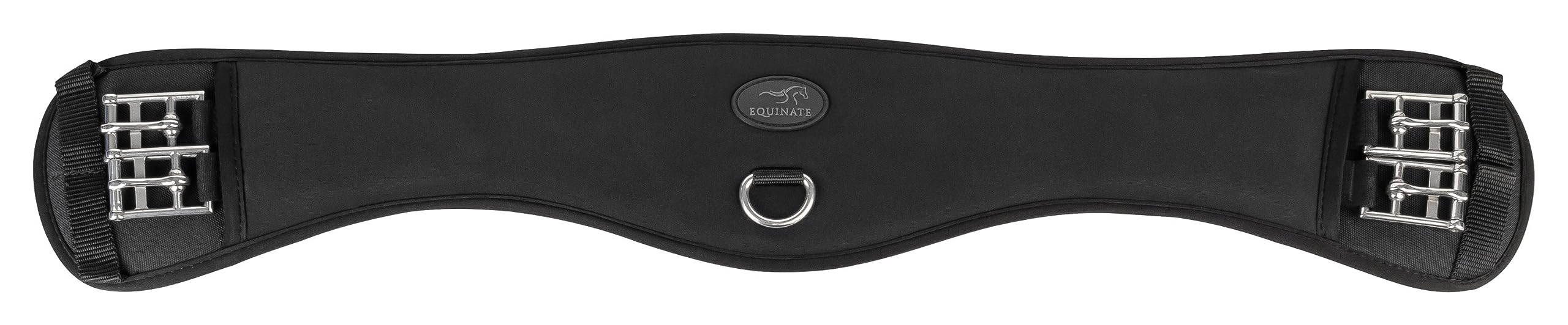 Equinate Kurzgurt Fremont mit 20mm Memory Foam 30cm - anatomischer Bauchgurt, Dressurgurt, Sattelgurt Schwarz