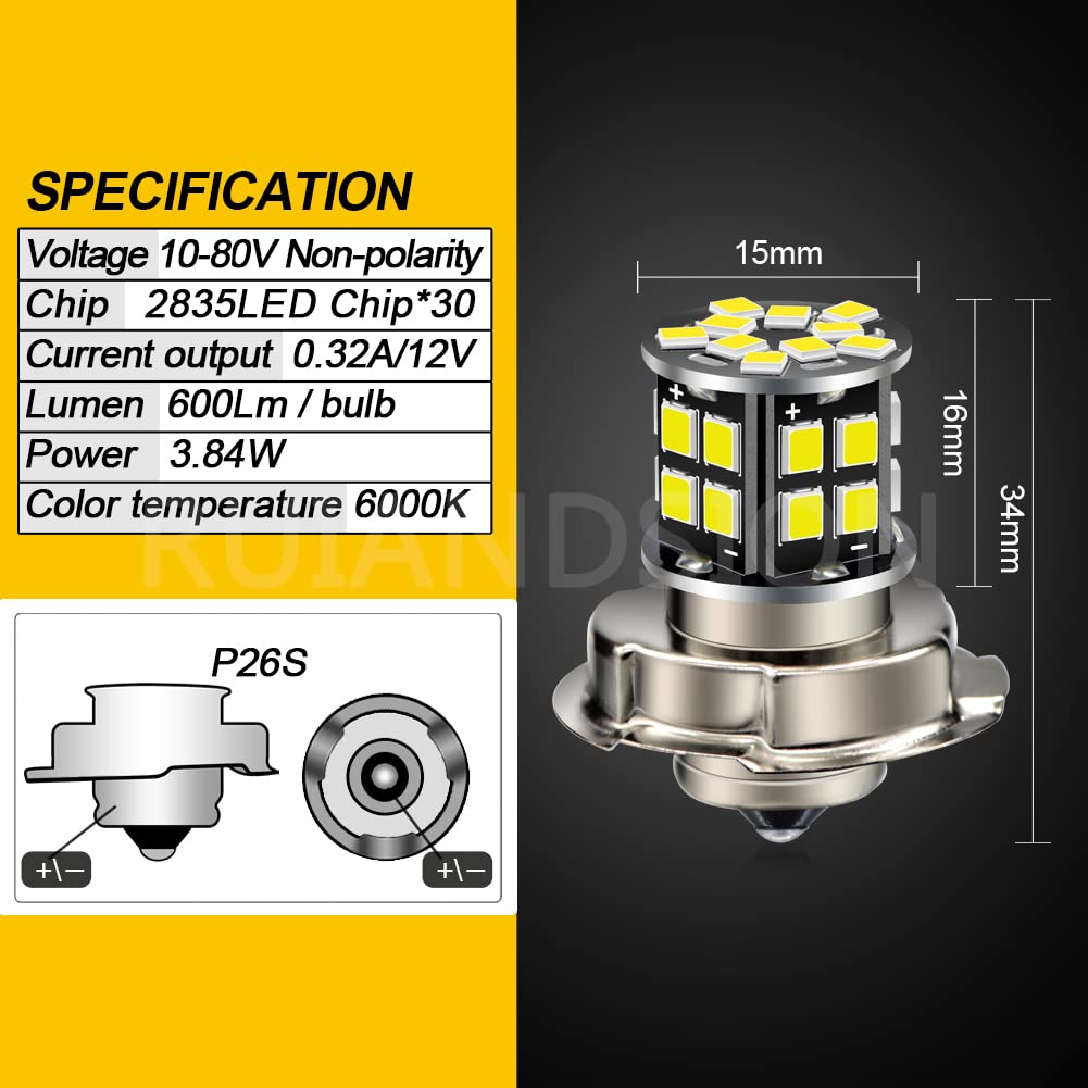Ruiandsion 2 stuks P26S LED lampen DC 6 V Super Bright