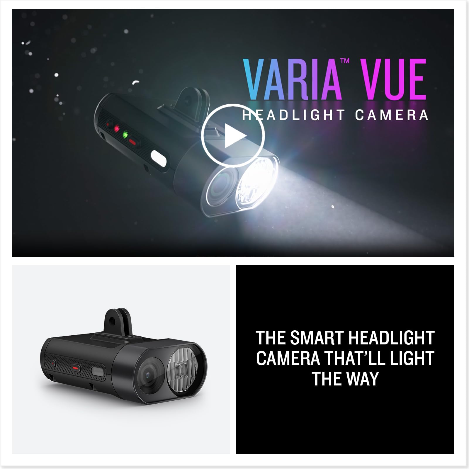 Garmin Varia Vue Luz Frontal para Ciclismo con Cámara 4K, guarda automáticamente las grabaciones, detección de incidentes, hasta 600 lúmenes, iluminación lateral, control automático de brillo