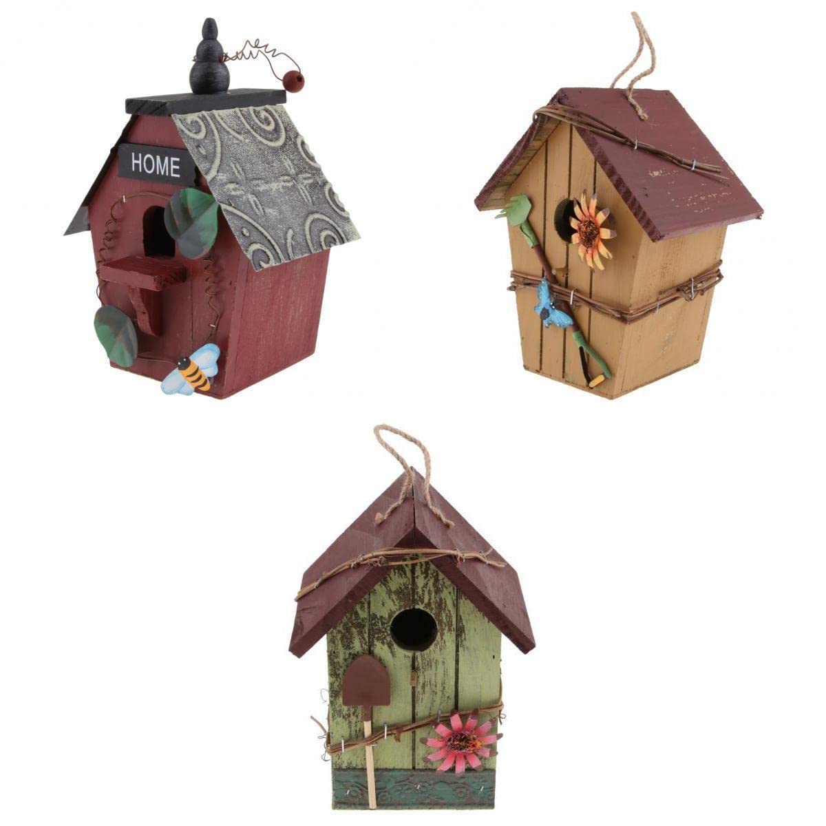 3xCountry Cottages Wood Bird House Hanging Birdhouse Condo Garden Decor | Home & Garden | Yard, Garden & Outdoor Living | Bird & Wildlife Accessories | Birdhouses