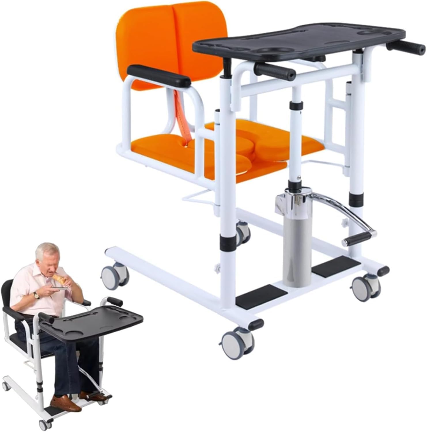 Household Transfer Chair, Wielofunkcyjny podnośnik transferowy, regulowane podłokietniki, 4 kółka obrotowe z hamulcem, do opieki nad osobami starszymi