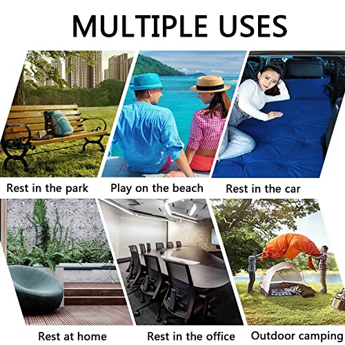 Image of Onirii Inflatable SUV Air Mattress Thickened Flocking Inflatable Car Camping Travel Air Mattress with 2 Pillows & Air Pump,Portable Car Sleeping Bed for SUV|MPV|Minivan
