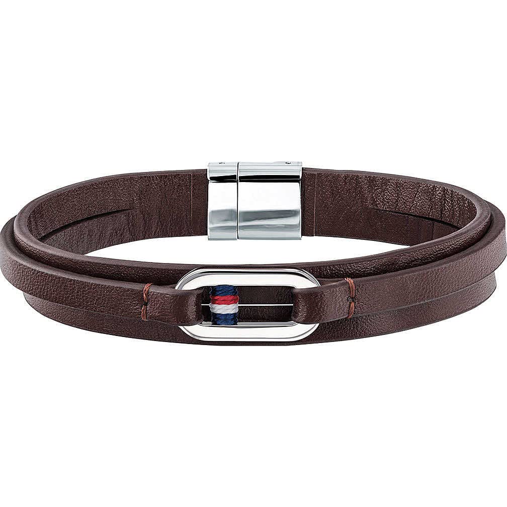 Tommy Hilfiger Pulsera para hombre de acero inoxidable, piel 32000627, talla única, Acero inoxidable; piel
