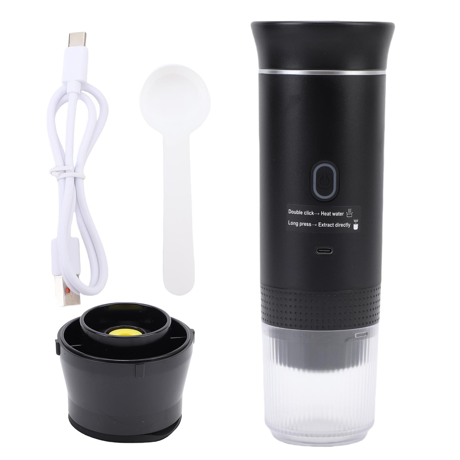 LiebeWH Caffettiera a Capsule Portatile Caffettiera Elettrica USB C Pressione 20 Bar Batteria 7500mAh 3 in 1 per Campeggio Ufficio Viaggi Caffè Macinato e Capsule (BLACK)