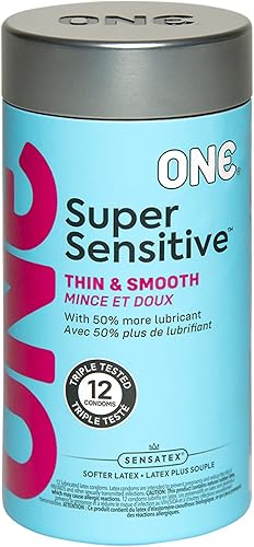 ONE Preservativos súper sensibles Preservativos de látex extra lubricados paquete de 12
