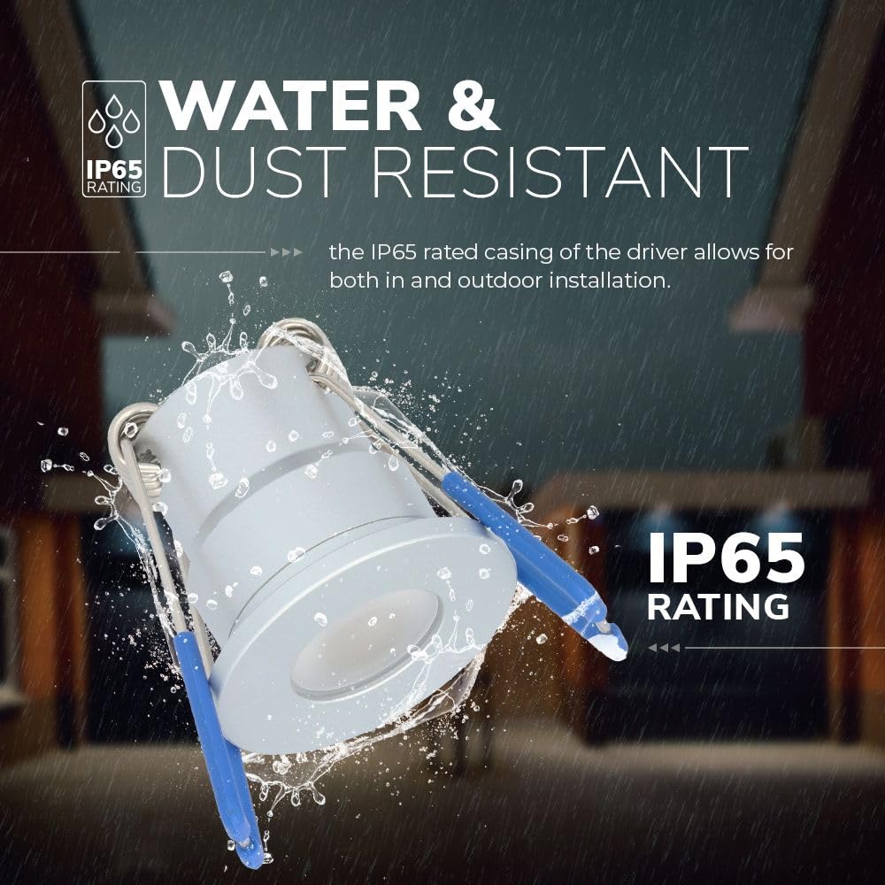 HOFTRONIC - Einbaustrahler Feuchtraum Badezimmer 12V Terrassenüberdachung IP65 Wasserdicht | 4x3W | 4x200 Lumen Warmweiß lichtfarbe Dimmbar mit RF-Fernbedienung. 3W Mini LED Einbaustrahler