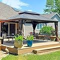 12' x 16' Hardtop Gazebo Outdoor Aluminum Gazebos Grill with Galvanized Steel Double Canopy for Patios Deck Backyard,Curtains&Netting by domi outdoor living