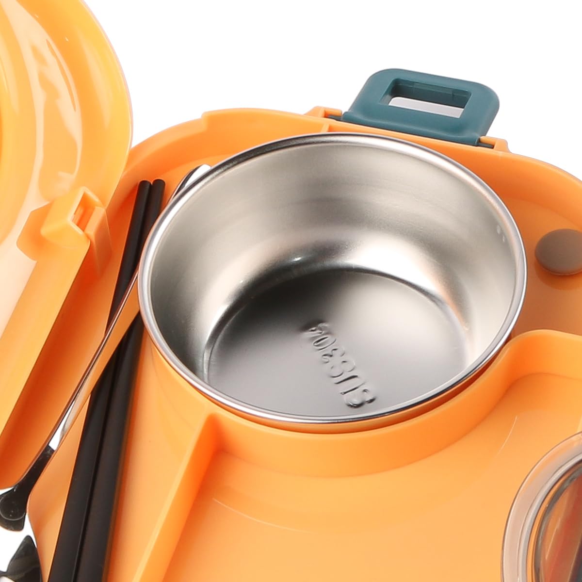 Fiambrera térmica Bento Box de 1100 ml con tapa antiflujo, doble capa, portátil, resistente al óxido, de acero inoxidable 304 (azul y amarillo)