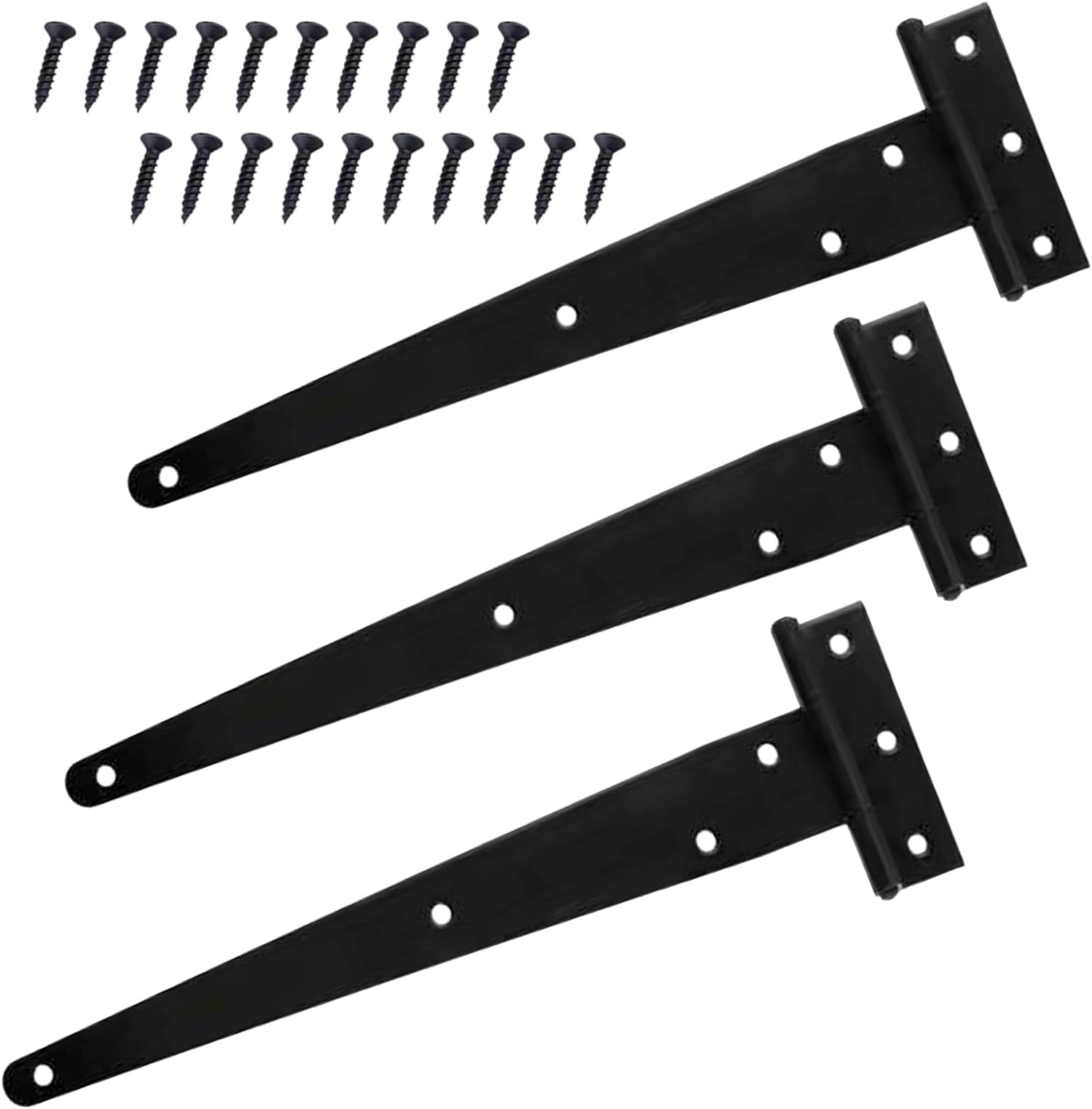 Black T Hinges Metal Tee Hinges with Rustproof Coating, Heavy Duty Gate Hinges for Wooden Gates, Shed Doors, Barn Doors and Outdoor Use (3, 12Inch)