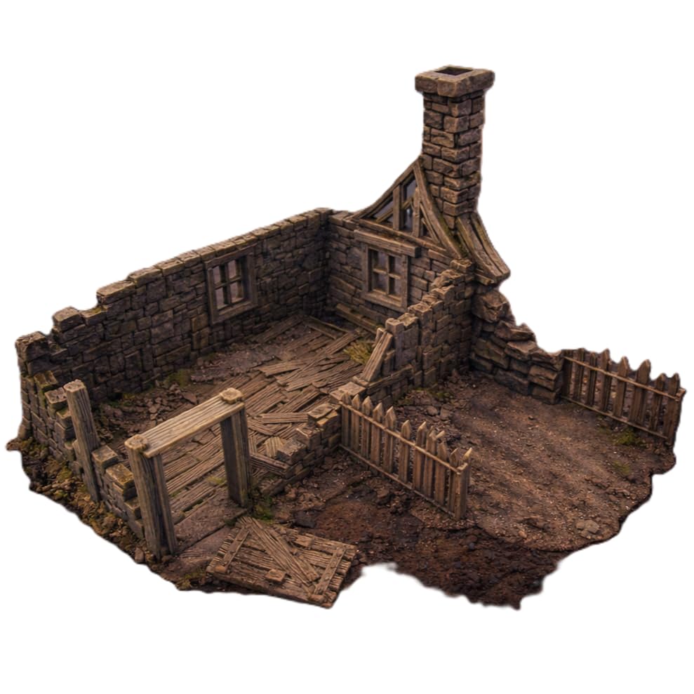 QP3D - Medieval Corner Ruin Terrain 28–32mm – Frostguard Town Stone Building for RPG & DnD, Fantasy Battles & Tabletop Wargaming