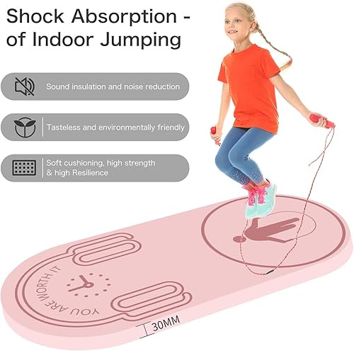 Miniatura 5 de LERYG Tapete de cuerda de saltar de 8201.181 in, tapete de ejercicio duradero, antideslizante, tapete de entrenamiento con cuerda de saltar y bolsa