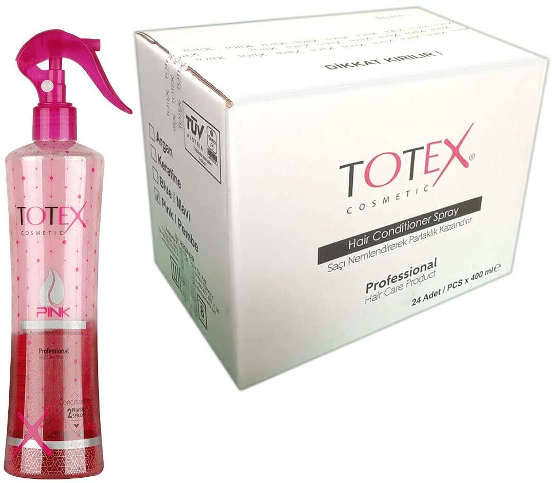 Totex 2 Phase Hair Conditioner | Spray Leave-in Conditioning | For Damaged & Coloured Hair | Formula Untangling Nourishing Moisturizing Pink 400 ml