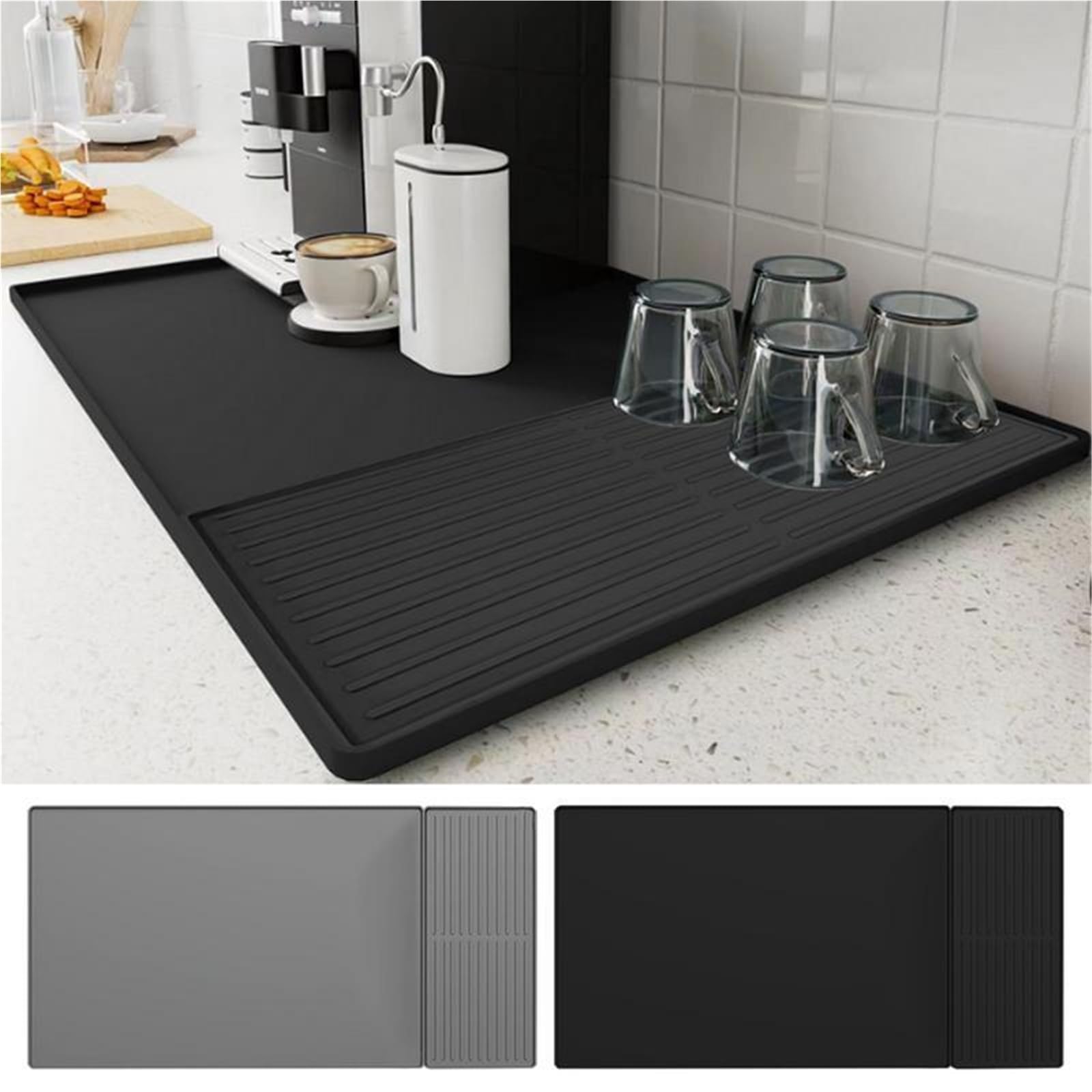 Alfombrilla Para Café Bar Alfombrilla for máquina de café expreso, alfombrilla de silicona for barra de café con bordes elevados, accesorios for barra de café, alfombrilla multifuncional for secar pla
