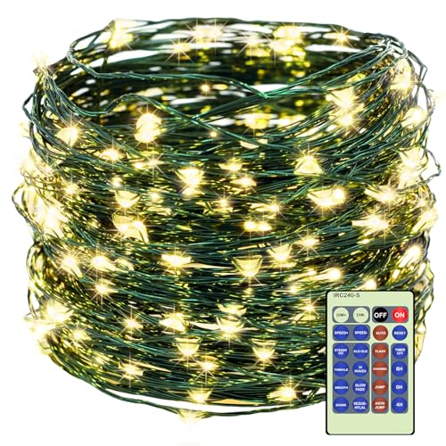 Decute 300LED 99FT Christmas Tree String Lights Green Wire Dimmable