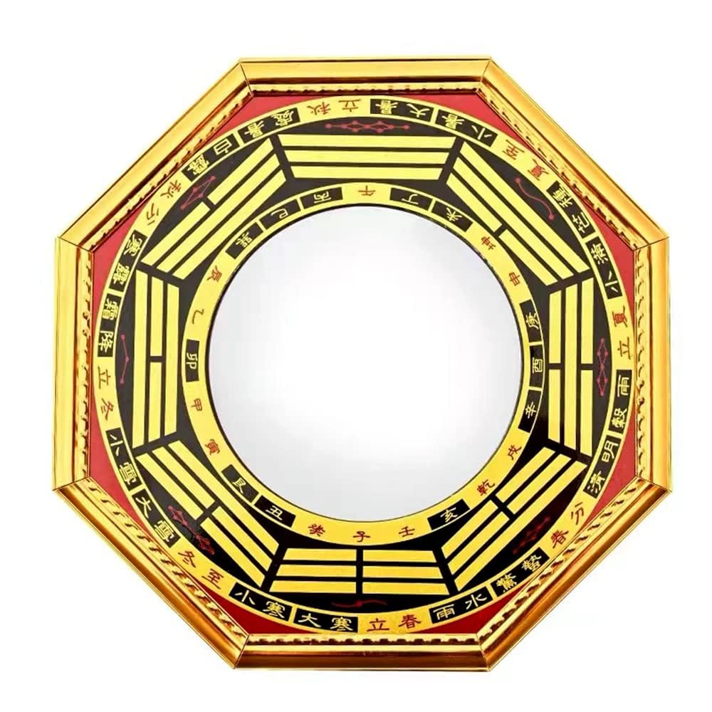 Feng Shui Pakua Bagua Convex Mirror Home Office Main Door Entrance Protection, Positive Energy (6 Inches, Wall Hanging Decor, Wooden)-image-40