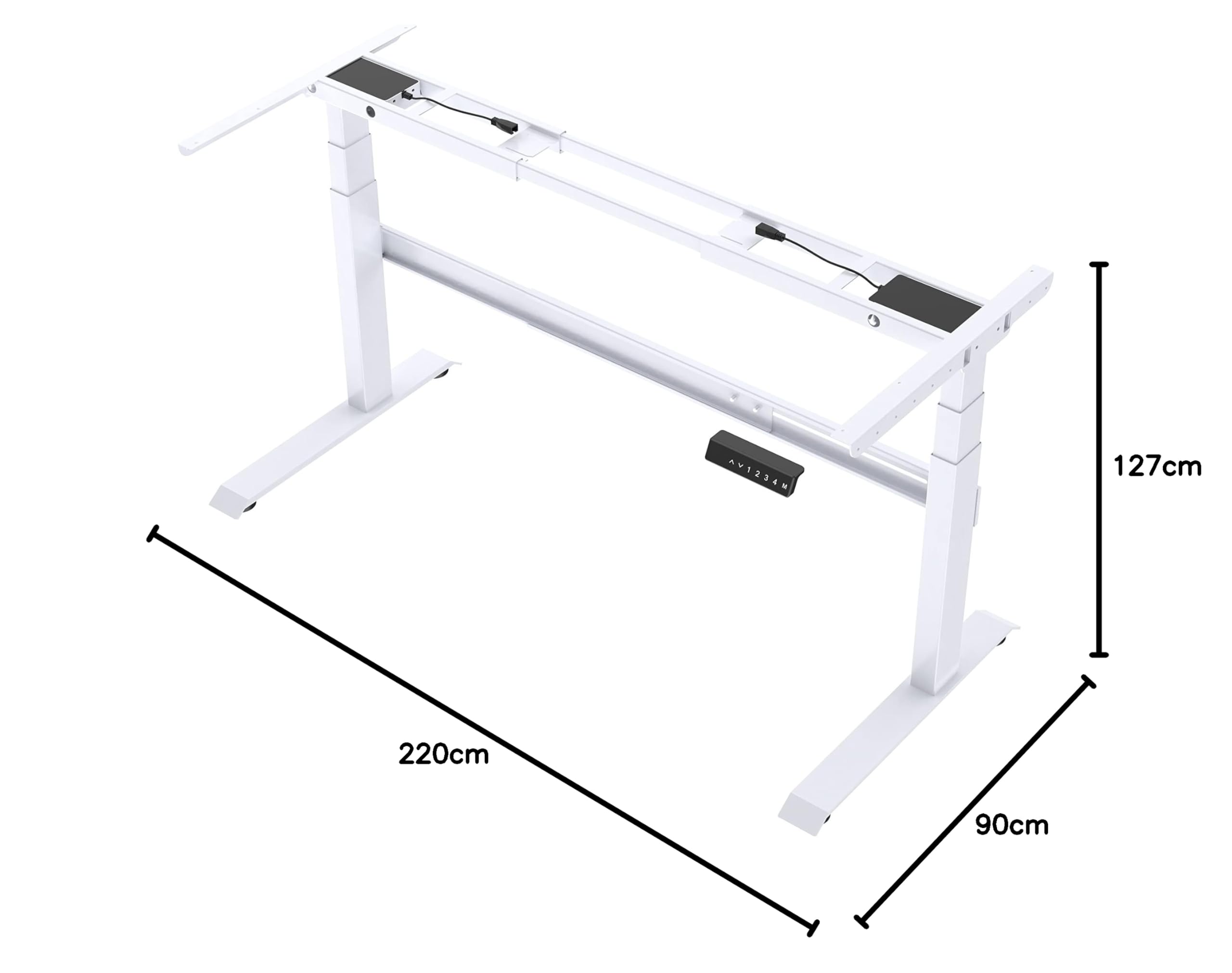 ES1 PRO - Schreibtischgestell höhenverstellbar elektrisch 3-Fach Teleskop mit 2 Motoren/Memory Funktion/Kollisionsschutz und Soft-Start/Stop 140kg belastbar Stabil leise(White)