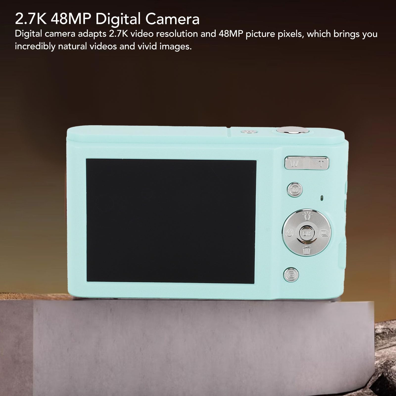 Aparat Cyfrowy 48 MP, Cyfrowy Aparat Fotograficzny o Przekątnej 2,88 Cala i Rozdzielczości Wideo 2,7K, Kompaktowy Aparat Typu „wyceluj i Zrób zdjęcie” z 16-krotnym Zoomem, Kamera